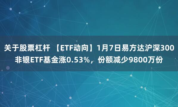 关于股票杠杆 【ETF动向】1月7日易方达沪深300非银ETF基金涨0.53%，份额减少9800万份