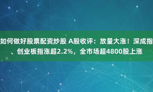 如何做好股票配资炒股 A股收评：放量大涨！深成指、创业板指涨超2.2%，全市场超4800股上涨