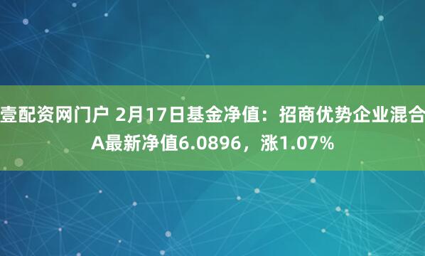 壹配资网门户 2月17日基金净值：招商优势企业混合A最新净值6.0896，涨1.07%