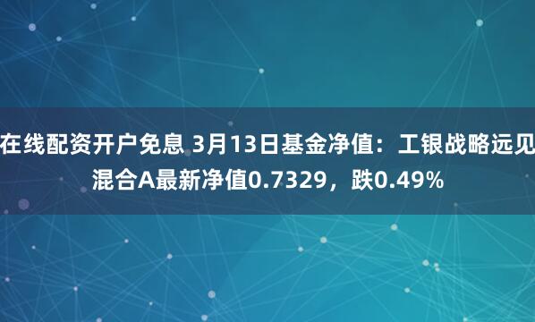 在线配资开户免息 3月13日基金净值：工银战略远见混合A最新净值0.7329，跌0.49%